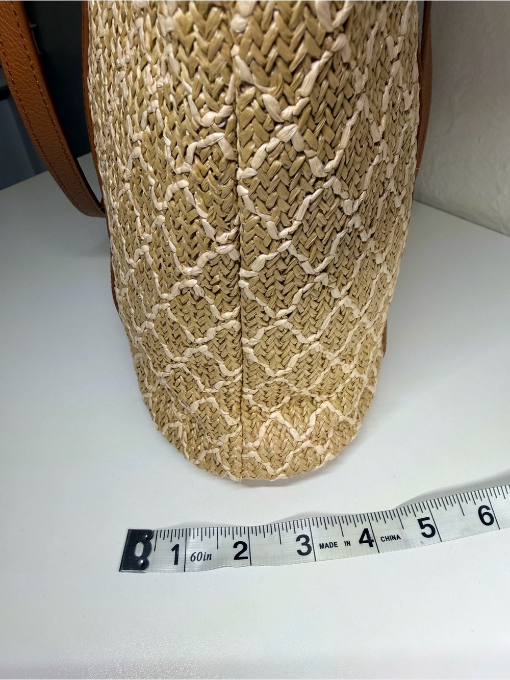 Talbots Neutral Woven Tote with Tan Trim - Picture 3 of 9
